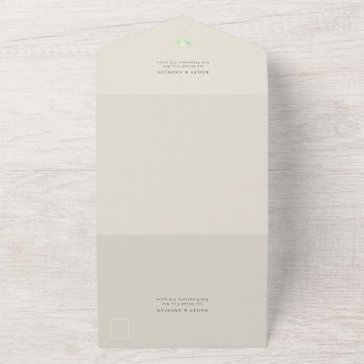 Waterverf Luna Moth Wedding All In One Uitnodiging (Buitenkant)