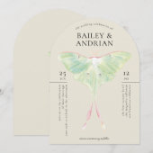 Waterverf Luna Moth Wedding Kaart (Voorkant / Achterkant)
