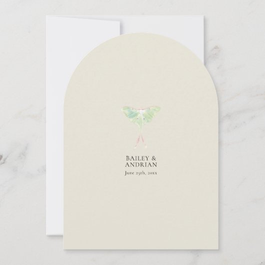 Waterverf Luna Moth Wedding Kaart (Achterkant)
