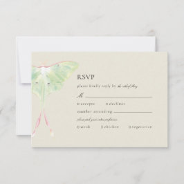 Waterverf Luna Moth Wedding RSVP Kaartje