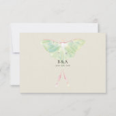 Waterverf Luna Moth Wedding RSVP Kaartje (Achterkant)