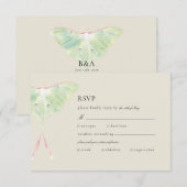 Waterverf Luna Moth Wedding RSVP Kaartje (Voorkant / Achterkant)