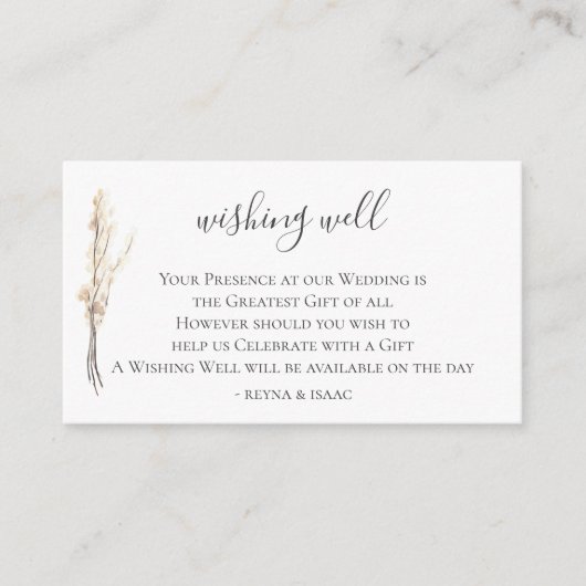 Waterverf Lunaria Wedding Wishing Well Informatiekaartje (Voorkant)