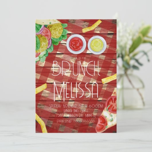 Waterverf Lunch Brunch Food Restaurant Party Kaart (Staand voorkant)