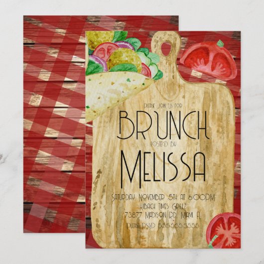 Waterverf Lunch Brunch Networking Kantoor Event Kaart (Voorkant / Achterkant)