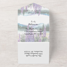 Waterverf Lupine en Berg All In One Uitnodiging
