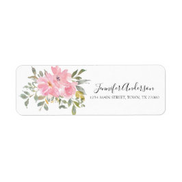 Waterverf Lush Blush Pink Floral Etiket