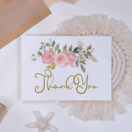 Waterverf Lush Blush Pink Floral Wedding Bedankkaart