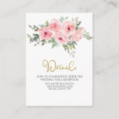Waterverf Lush Blush Pink Floral Wedding Informatiekaartje (Voorkant)