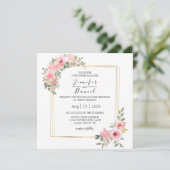 Waterverf Lush Blush Pink Floral Wedding Invite (Staand voorkant)