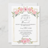 Waterverf Lush Blush Pink Floral Wedding Kaart (Voorkant)