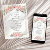Waterverf Lush Blush Pink Floral Wedding Kaart