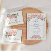 Waterverf Lush Blush Pink Floral Wedding Kaart
