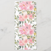 Waterverf Lush Blush Pink Floral Wedding Menu (Achterkant)