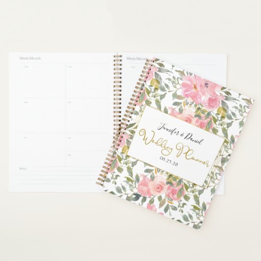 Waterverf Lush Blush Pink Floral Wedding Planner (Display)