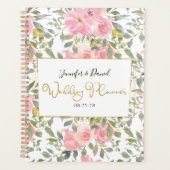Waterverf Lush Blush Pink Floral Wedding Planner (Voorkant)