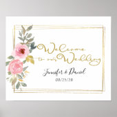 Waterverf Lush Blush Pink Floral Wedding Poster (Voorkant)