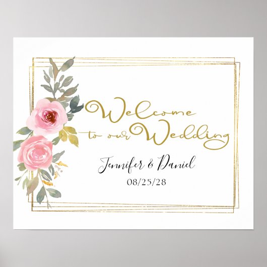Waterverf Lush Blush Pink Floral Wedding Poster (Voorkant)