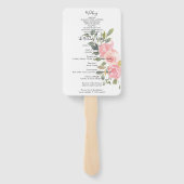 Waterverf Lush Blush Pink Floral Wedding Programme Handwaaier (Achterkant)