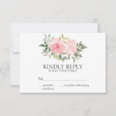 Waterverf Lush Blush Pink Floral Wedding RSVP Kaartje (Voorkant)