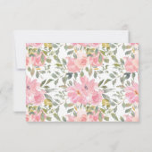 Waterverf Lush Blush Pink Floral Wedding RSVP Kaartje (Achterkant)