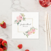 Waterverf Lush Blush Pink Floral Wedding Servet (Insitu)