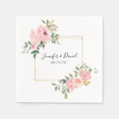Waterverf Lush Blush Pink Floral Wedding Servet (Voorkant)