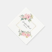 Waterverf Lush Blush Pink Floral Wedding Servet (Hoek)