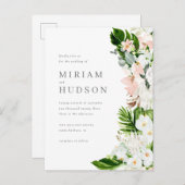 Waterverf Lush Foliage & Delicate Floral Wedding Uitnodiging Briefkaart (Voorkant / Achterkant)