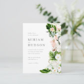 Waterverf Lush Foliage & Delicate Floral Wedding Uitnodiging Briefkaart (Staand voorkant)