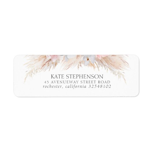 Waterverf Lush Pampas Grass White Orchids Etiket (Voorkant)