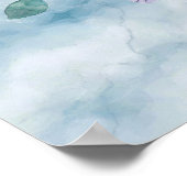 Waterverf Lush Pink Peonies & Green Blauwgroen Lea Poster (Hoek)