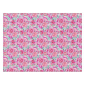 Waterverf Lush Pink Peonies & Green Blauwgroen Lea Tafelkleed (Voorkant (Horizontaal))