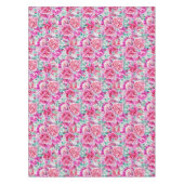 Waterverf Lush Pink Peonies & Green Blauwgroen Lea Tafelkleed (Voorkant)