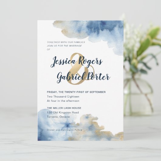 Waterverf Lux Huwelijksuitnodiging 5"x 7" Kaart (Staand voorkant)