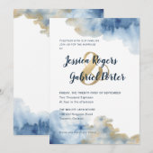 Waterverf Lux Huwelijksuitnodiging 5"x 7" Kaart (Voorkant / Achterkant)