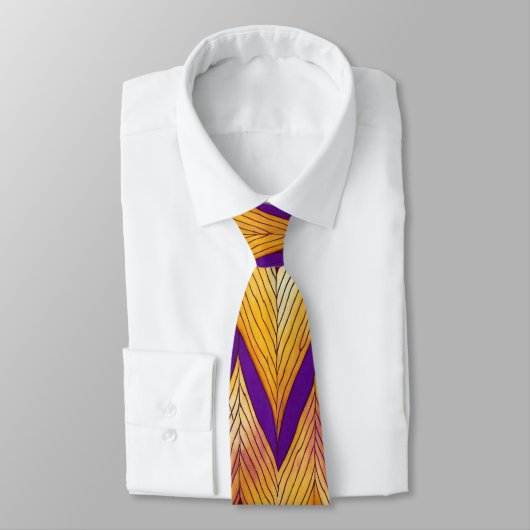 Waterverf Luxe Golden Paarse Print Stropdas (Gebonden)