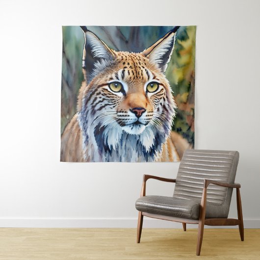 Waterverf Lynx Kunstwerk Bloemen Platte Kaart