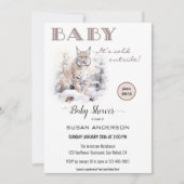 Waterverf Lynx Winter Baby shower Kaart (Voorkant)