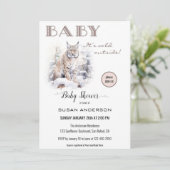 Waterverf Lynx Winter Baby shower Kaart (Staand voorkant)