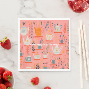 Waterverf Maak Elke Dag Een Tea Party Retro Servet