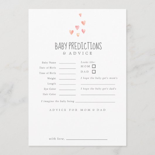 Waterverf maakt Baby voor meisjes en Advieskaart (Voorkant)