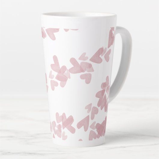 Waterverf maakt drijvende riemen roze latte mok (Rechterhoek)