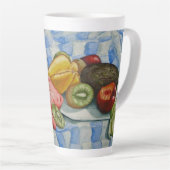 waterverf maakt het schilderen van exotische vruch latte mok (Rechterhoek)