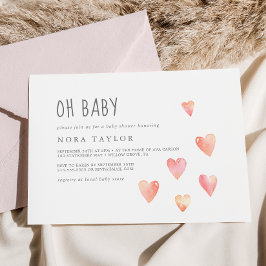 Waterverf maakt meisje horizontaal Oh Baby shower Kaart