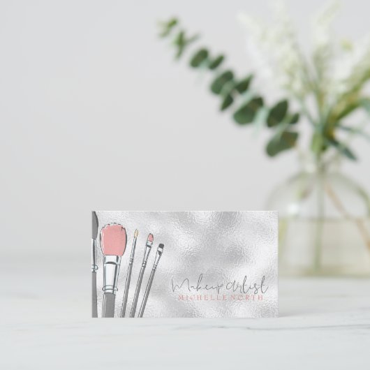 Waterverf maakt Penselen roze ID350 Visitekaartje (Staand voorkant)