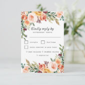 Waterverf Maaltijdkeuze Blush Bourgogne Bruiloft RSVP Kaartje (Staand voorkant)