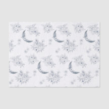 Waterverf Maan & Botanische Kunstpatronen Blauw-Gr