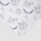 Waterverf Maan & Botanische Kunstpatronen Blauw-Gr Tissuepapier (Detail)