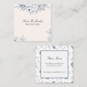 Waterverf Maan en Botanische Kunst Blauwe Grijs Vierkante Visitekaartje (Voorkant / Achterkant)